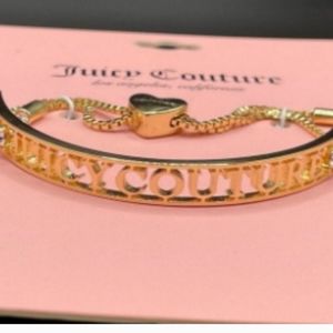 Juicy Couture Y2K Gold Tone Logo w/ Crystal Adjustable Slide Bracelet